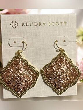 Kendra Scott Gold Filigree Drop Earrings - Lattice Medallion